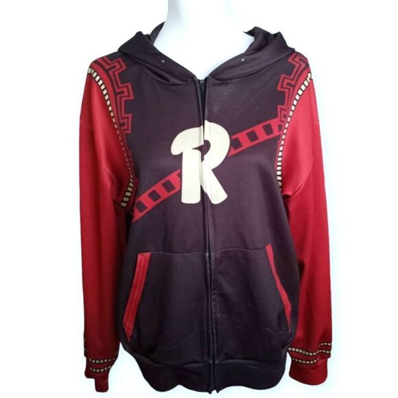 MY HERO ACADEMIA  ZIP UP HOODIE RED & BLACK SZ.L GUC - Picture 1 of 5